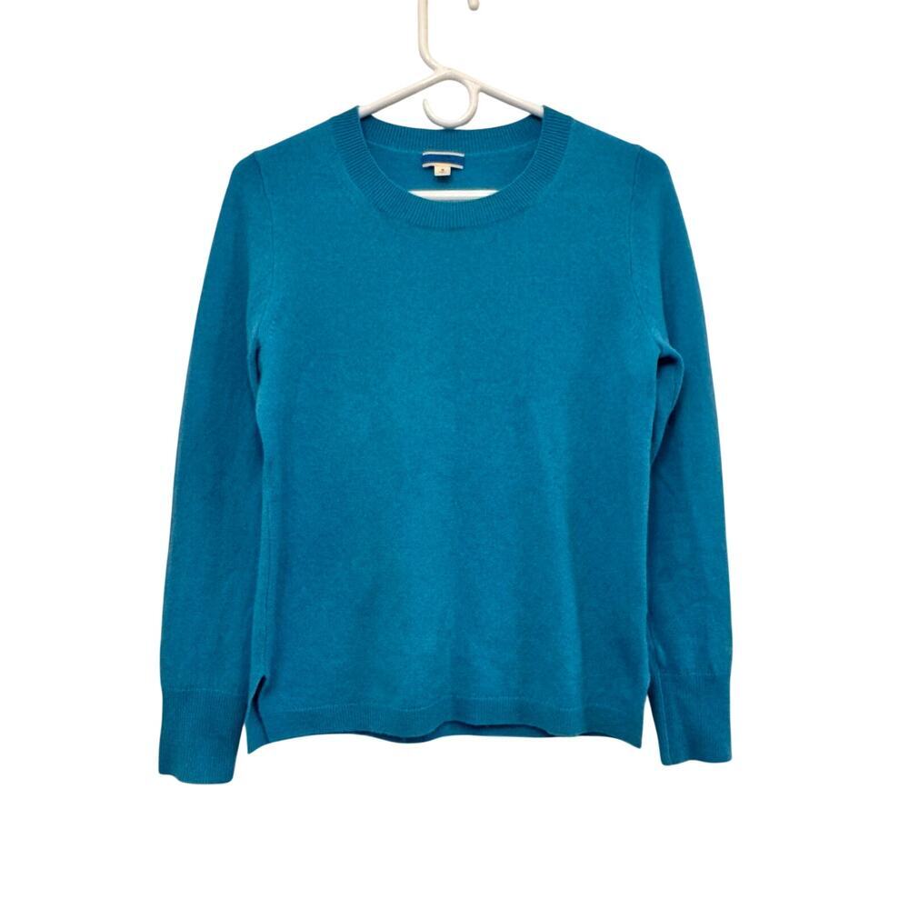 J.Crew 100% Cashmere Blue Crewneck Sweater Size Small Luxe Minimalist